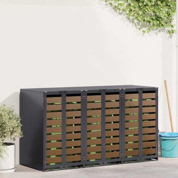 vidaXL Wheelie Bin opslag voor 3 bakken Staal Antraciet, Verzenden