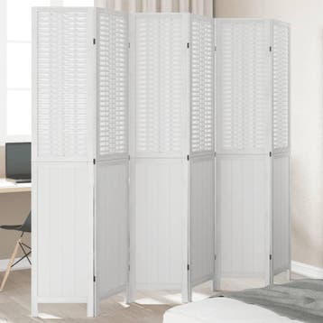 vidaXL Kamerscherm met 6 panelen massief paulowniahout wit, Verzenden, Nieuw