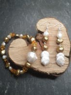 Zilver, Witte zoetwater-barokparels, gouden parels, amber