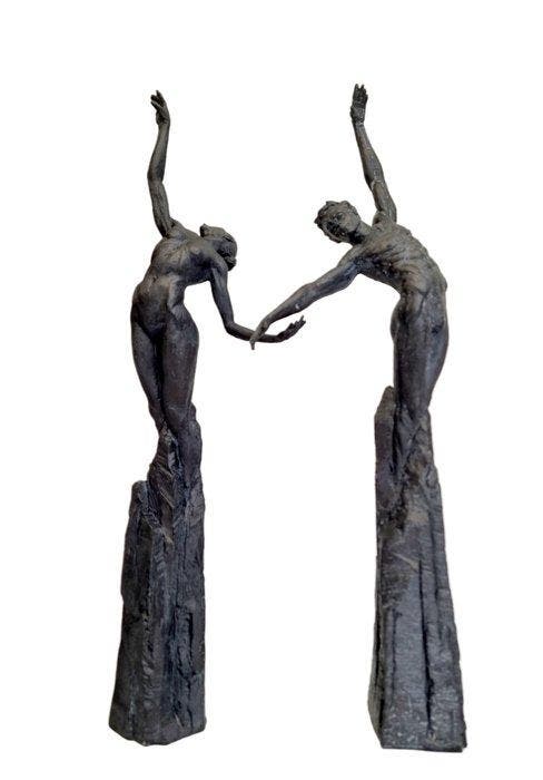 Beeldje - Man en vrouw - 53 cm (2) - Hars, Antiek en Kunst, Kunst | Designobjecten