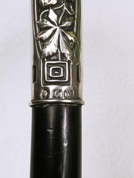 Wandelstok - Hout, Zilver 800 - Laska Art Nouveau Zilver, Antiquités & Art, Antiquités | Argent & Or