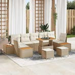vidaXL Tuinbank Set met kussen met opslag 10 pcs Beige Poly, Verzenden