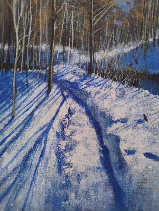 Piotr Sujka (XXI) - Pejza z wronami, Antiquités & Art, Art | Peinture | Classique