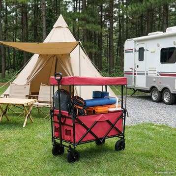 vidaXL Vouwbare winkelwagentje met remmen Rood 105 x 56,5 x, Doe-het-zelf en Bouw, Verzenden, Nieuw