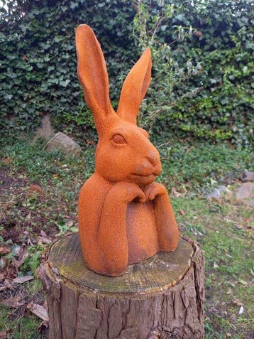 sculptuur, THINKING RABBIT - 40 cm - Gietijzer
