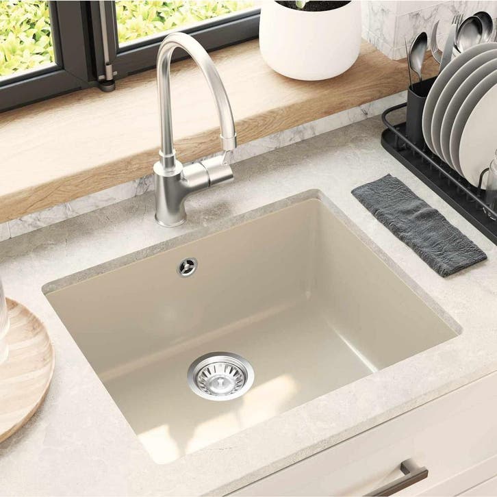 vidaXL Wasbak Beige 530 x 460 mm 80% Kwarts en 20% Hars, Huis en Inrichting, Keuken | Keukenelementen, Nieuw, Verzenden