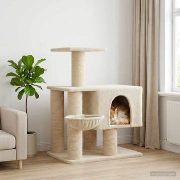 vidaXL Kattentoren met sisal krabpalen Crèmekleurig 96 cm, Dieren en Toebehoren, Verzenden, Nieuw