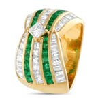 Bague - 18 carats Bague large en or jaune 18K avec diamant, Bijoux, Sacs & Beauté
