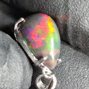 Pendentif argent s925 opale welo noire Bijoux - Hauteur : 21