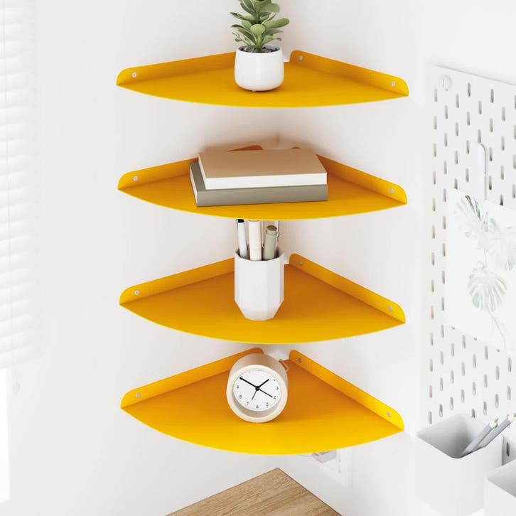 vidaXL Zwevende plank met plank 4 pcs Mosterdgeel 30 x 30 x, Huis en Inrichting, Kasten | Wandmeubels, Nieuw, Verzenden