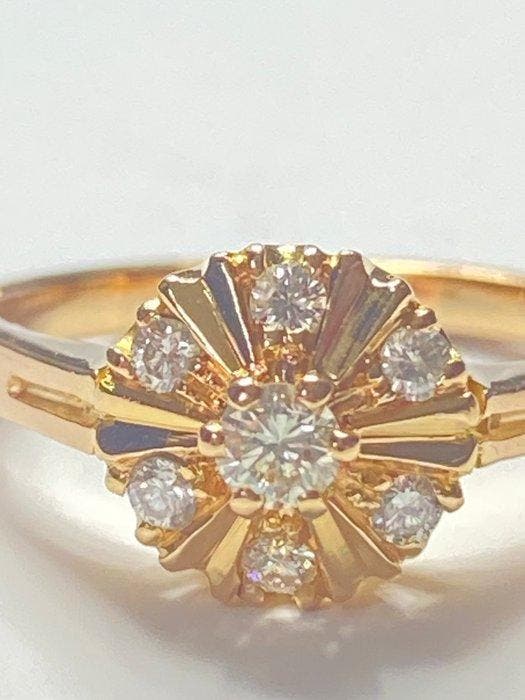 Zonder minimumprijs - Ring - 18 karaat Geel goud Diamant, Handtassen en Accessoires, Ringen