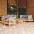 vidaXL 7-delige Loungeset met grijze kussens grenenhout, Verzenden, Nieuw, Loungeset