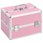 vidaXL Make-up koffer 22x30x21 cm aluminium roze, Verzenden, Nieuw