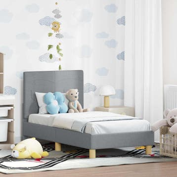 vidaXL Peuterbedframe met hoofdboard Lichtgrijs 70 x 140 cm, Verzenden, Nieuw