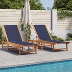 vidaXL Ligbedden 2 st met tafel massief acaciahout en, Tuin en Terras, Verzenden, Nieuw
