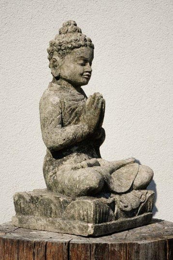 Buddha Antico in Pietra Arenaria – Scultura Balinese – 45 cm, Antiek en Kunst