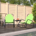 vidaXL Ligstoelen 2 st schommelend staal en textileen groen, Tuin en Terras, Verzenden, Nieuw