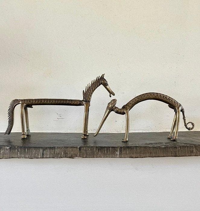 Beeldje - Set van twee bronzen dierenbeeldjes (2) - Brons, Antiek en Kunst, Kunst | Niet-Westerse kunst