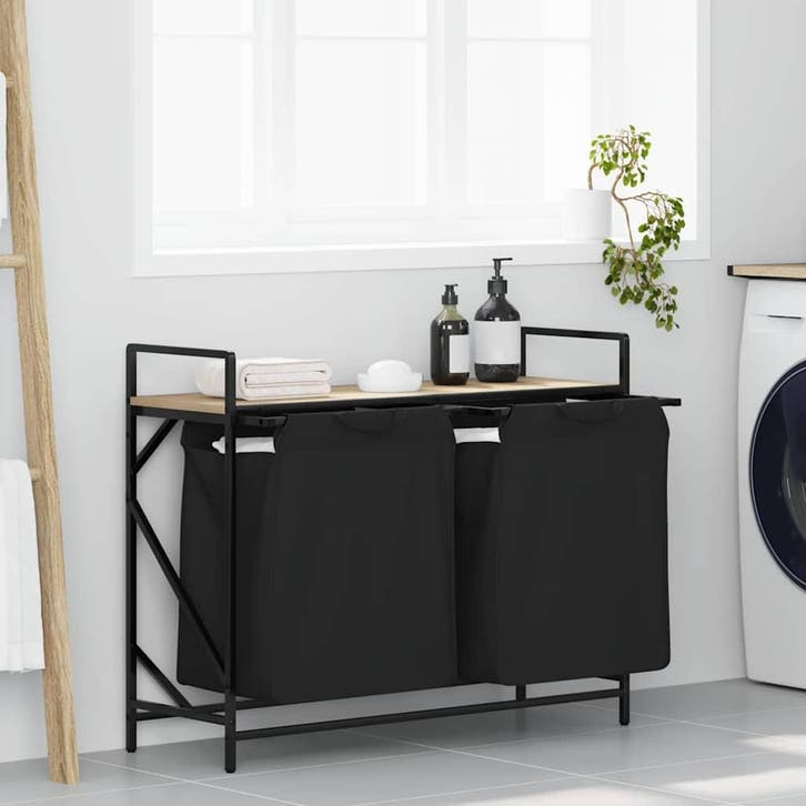 vidaXL Wasmand 2 vakken met plank sonoma eikenkleurig, Maison & Meubles, Accessoires pour la Maison | Autre, Envoi