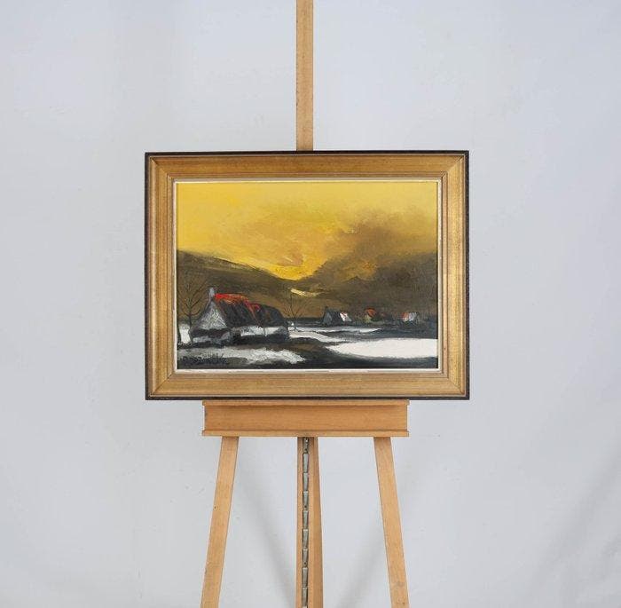 Paul Permeke (1918-1990) - Wintergezicht in gele lucht, Antiquités & Art, Art | Peinture | Classique