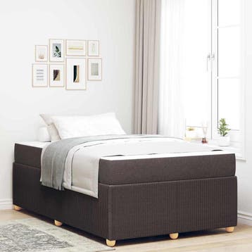 vidaXL Bedframe met matras Donkerbruin 120 x 200 cm Stof, Verzenden