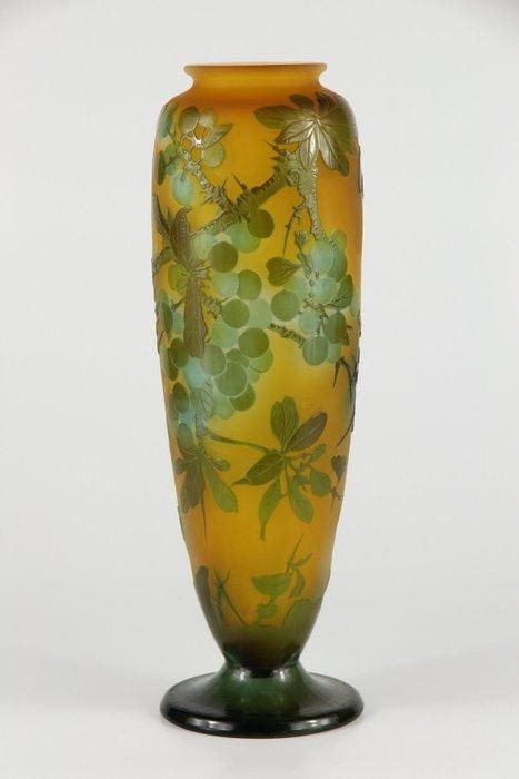 Emile Gallé, Établissements Gallé - Vase - Verre, Antiek en Kunst, Antiek | Glaswerk en Kristal