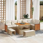 vidaXL Tuinbank Set met kussen 9 pcs Beige en Crème, Verzenden