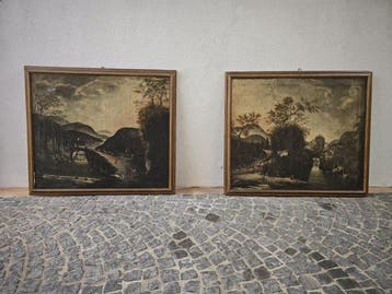 Scuola italiana (XVII-XVIII) - Coppia di Dipinti Antichi con