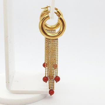 Oorbellen - 18 karaat Geel goud - 3.00ct. tw. Koraal