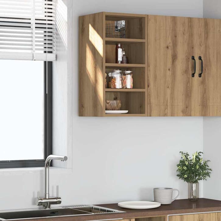 vidaXL Bovenkast Riga 30x29,5x60 cm bewerkt hout artisanaal, Huis en Inrichting, Kasten | Overige, Nieuw, Verzenden