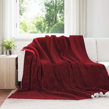 vidaXL plaid Bordeaux Rood 220 x 240 cm 2.67 kg Fleece, Verzenden