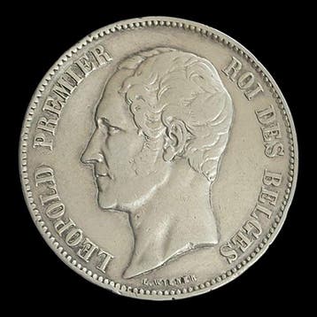 België. Leopold I. 5 Francs 1865 / Année + Rare (Zonder