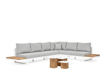 Suns Savona Sunproof hoekbank light anthracite/wit met
