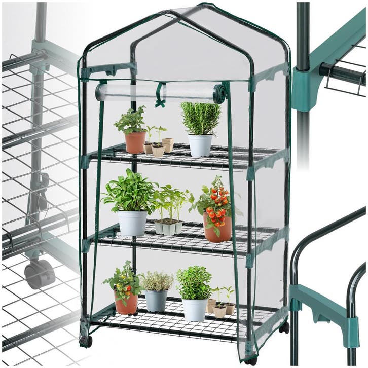Mobiele foliekas met 3 planken 69x49x133 cm - transparant, Tuin en Terras, Kweekspullen, Verzenden