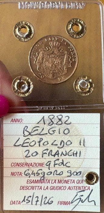 België. Leopold II. 20 Francs 1882