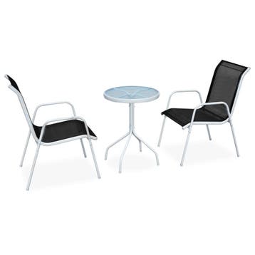 vidaXL 3-delige Bistroset staal zwart, Verzenden, Nieuw