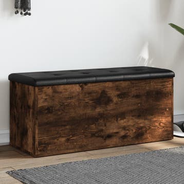 vidaXL Opbergbankje 102x42x45 cm bewerkt hout gerookt, Verzenden, Nieuw