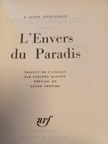 F. Scott Fitzgerald - Lenvers du paradis - 1964-1964