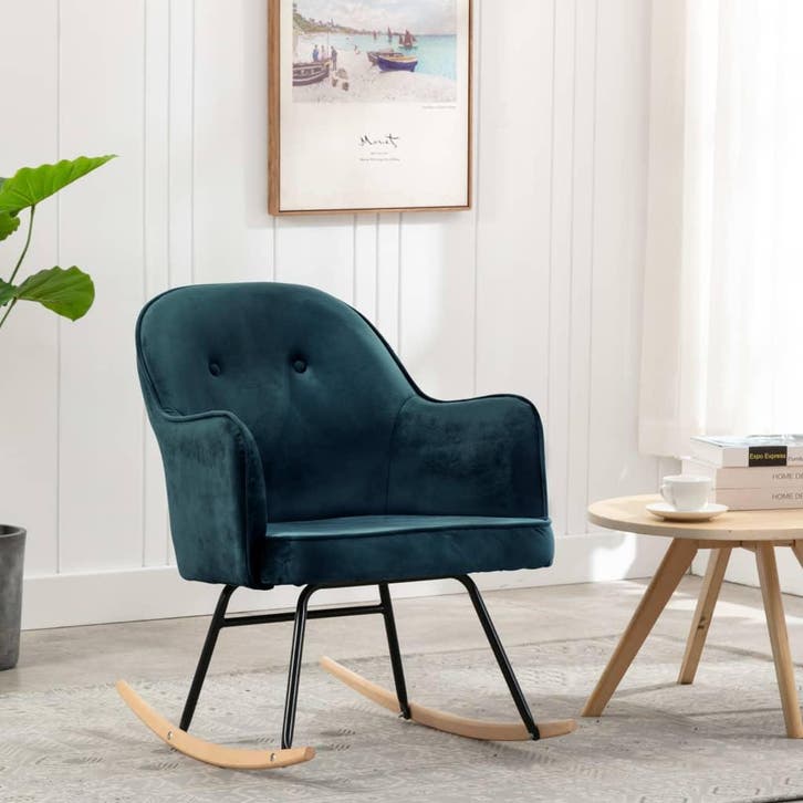 vidaXL Schommelstoel fluweel blauw, Maison & Meubles, Chaises, Envoi