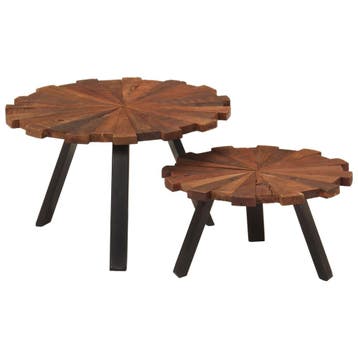 vidaXL Salontafels 2 st massief gerecycled hout en ijzer, Verzenden