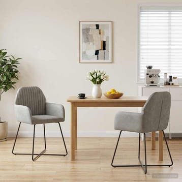 vidaXL Eetstoelen 2 st fluweel Lichtgrijs 55 x 50 x 84 cm, Verzenden, Nieuw
