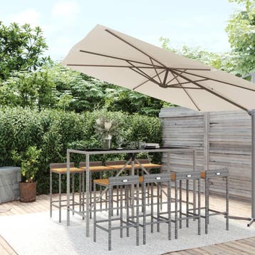 vidaXL 9-delige Tuinbarset poly rattan en massief acaciahout, Verzenden