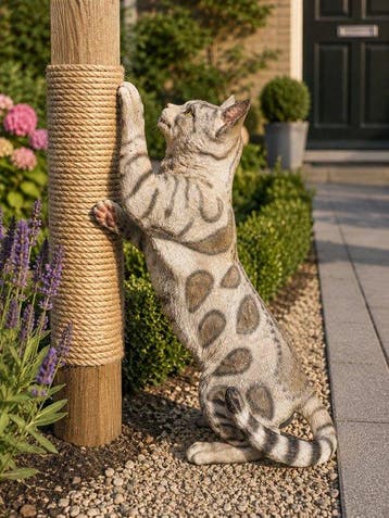 Statue, garden statue 50 cm high scratching cat - 50 cm -