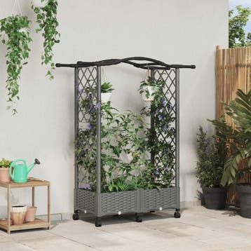 vidaXL Verhoogd Bed met Trellis en Dak Lichtgrijs 124 x 40 x, Verzenden, Nieuw