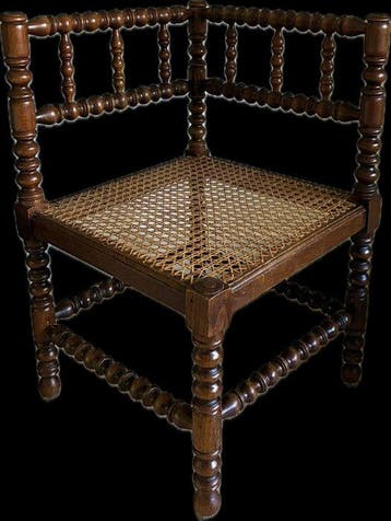 Chaise - Chêne - Fauteuil d’angle Bobbin antique, Antiek en Kunst