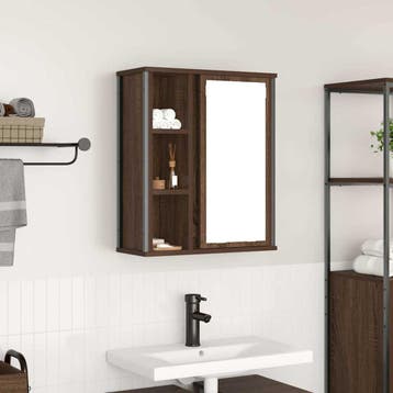 vidaXL Badkamerwandkast met spiegel 50x21x60 cm bruin, Huis en Inrichting, Verzenden, Nieuw