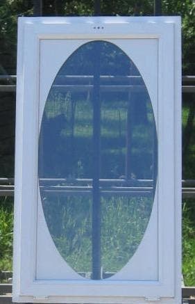 pvc ossenoog , osseoog , raam , chassis 88 x 154 wit / teak, Doe-het-zelf en Bouw, 75 tot 150 cm, Kunststof, Raamkozijn, Nieuw
