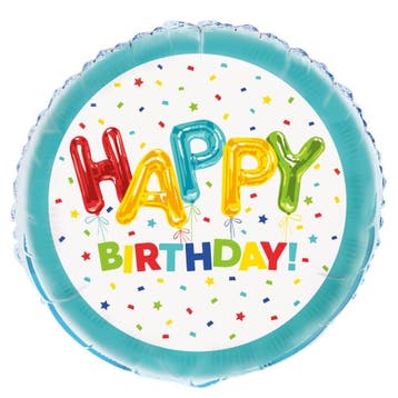 Helium Ballon Happy Birthday Ballonnen Blauw 45cm leeg, Verzenden, Nieuw