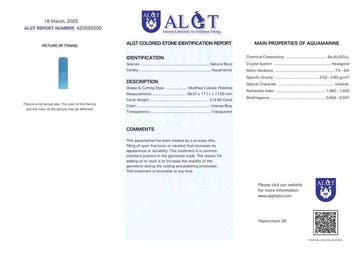 Geen Reserve - ALGT-gecertificeerd - Natuurlijke aquamarijn, Verzamelen, Mineralen en Fossielen
