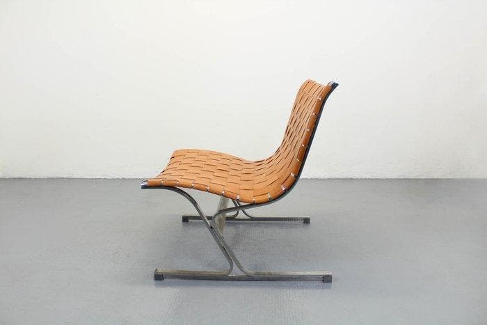 ICF - Ross Littell - Fauteuil - Luar - Leder, Staal, Antiek en Kunst, Kunst | Designobjecten